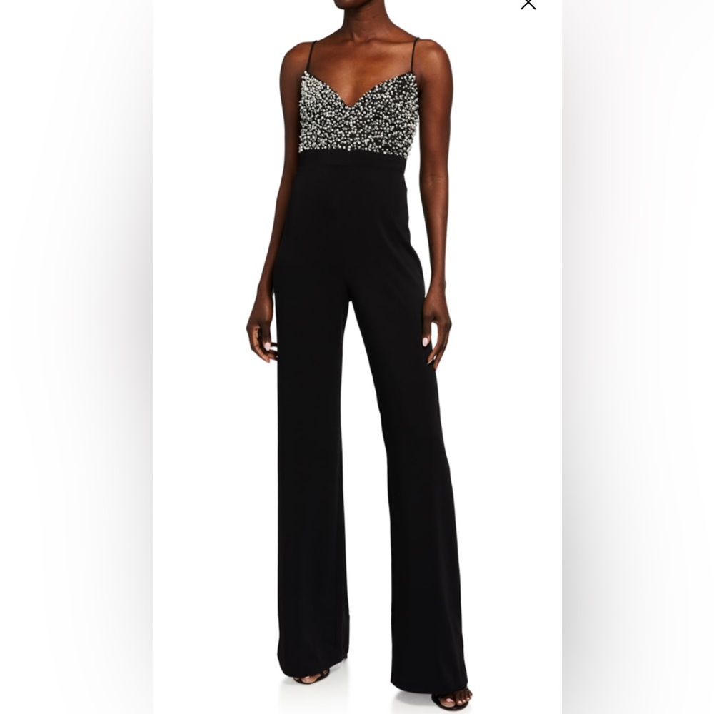 Finley Beaded-Bodice Sleeveless Jumpsuit